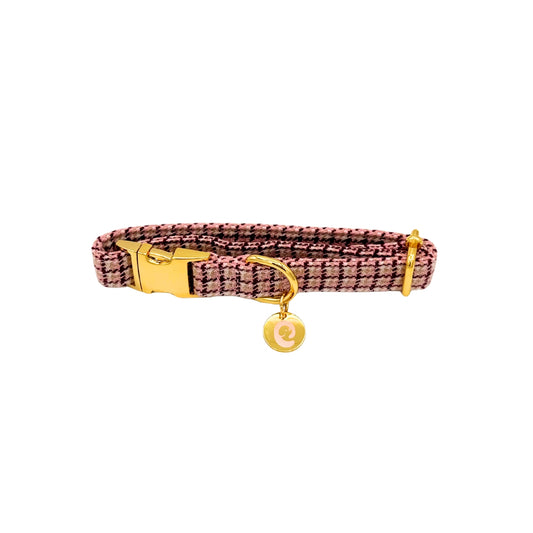 COLLIER POUR CHIEN - Pied-de-poule rose