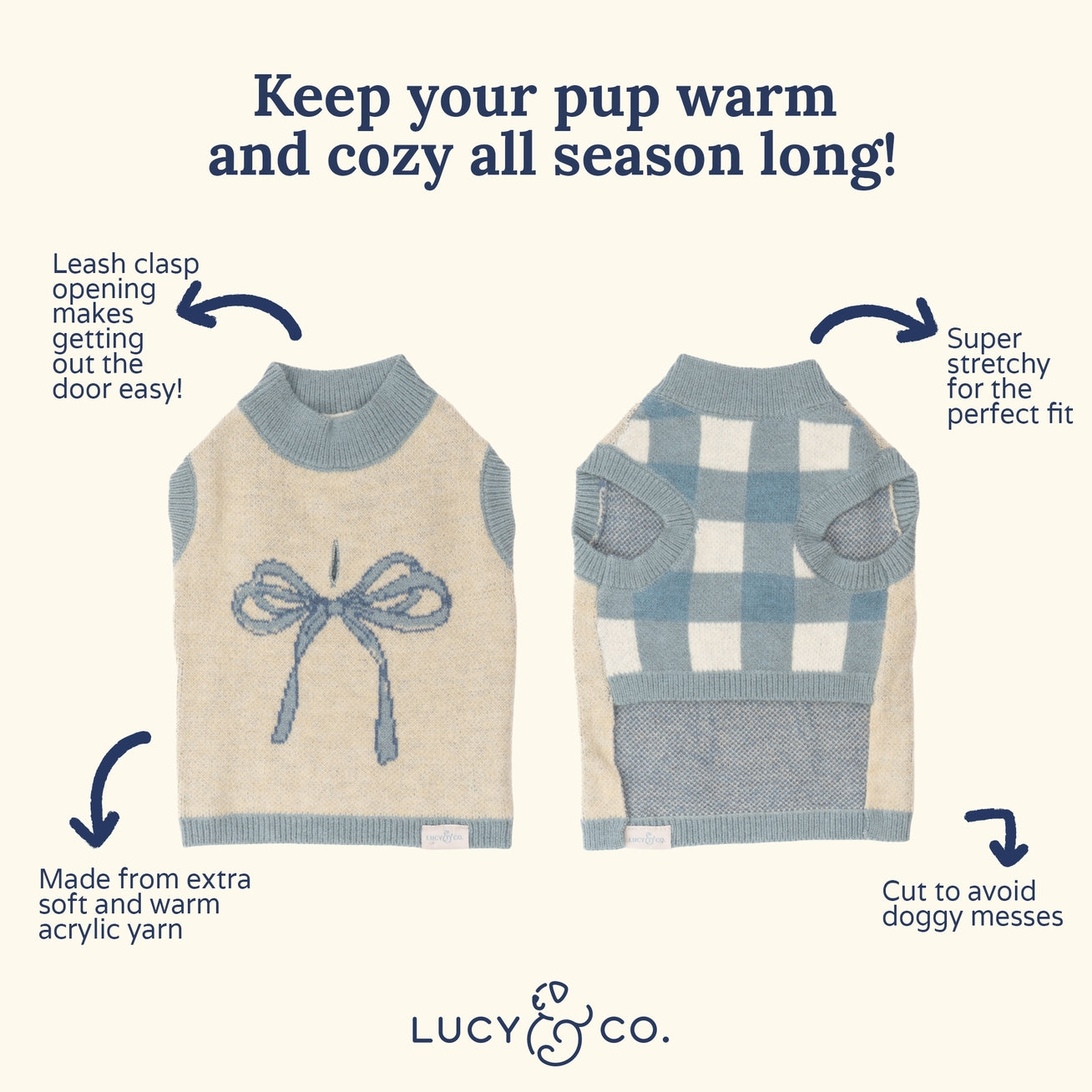 PULL POUR CHIEN ET CHATS - Noeud bleu