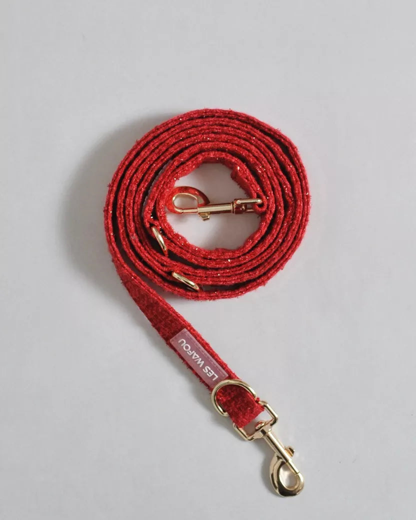 LAISSE MULTIPOSITION EN TWEED - Rouge